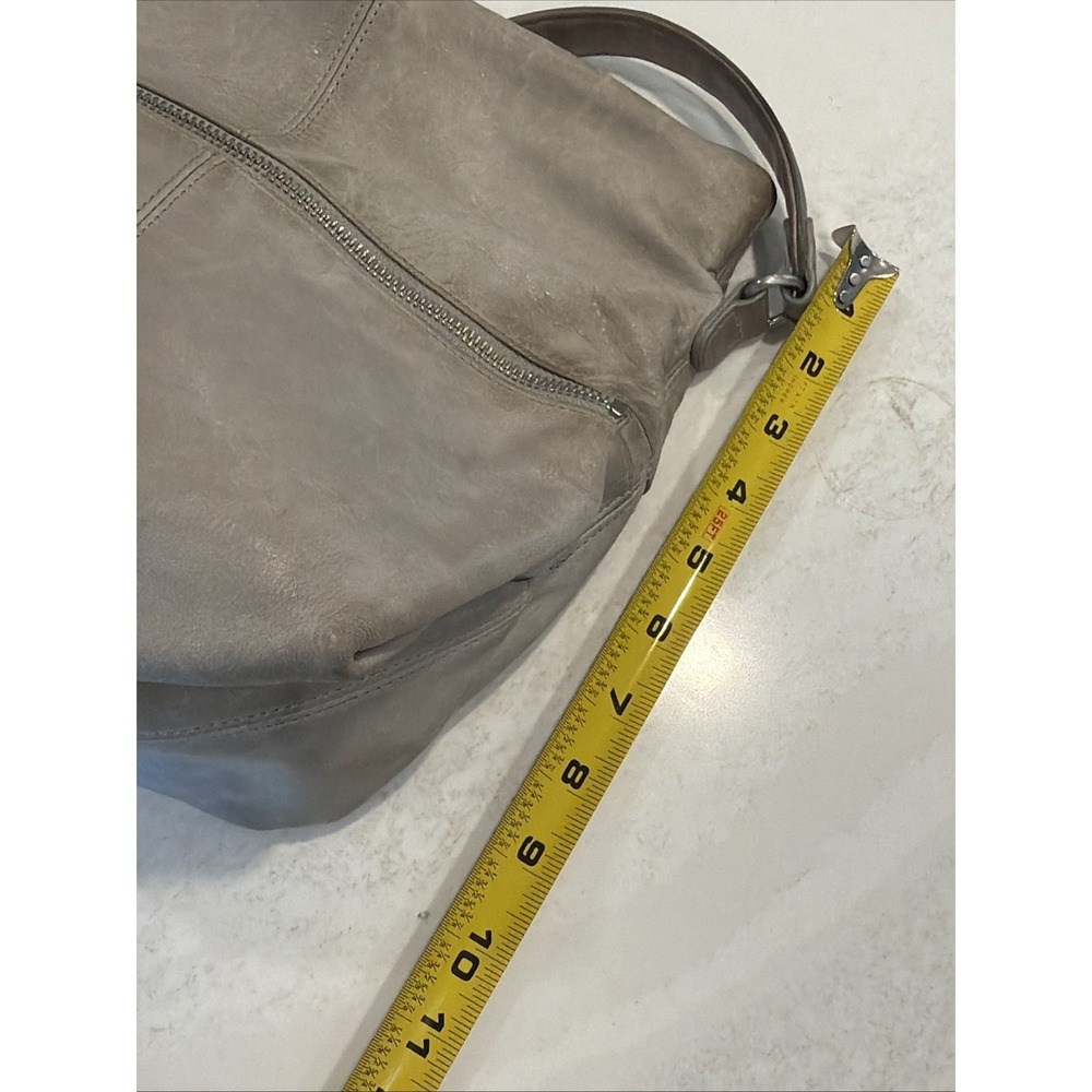 Hobo The Original Gray Leather Pockets Zipper Closure Hobo Shoulder Bag - Picture 4 of 13